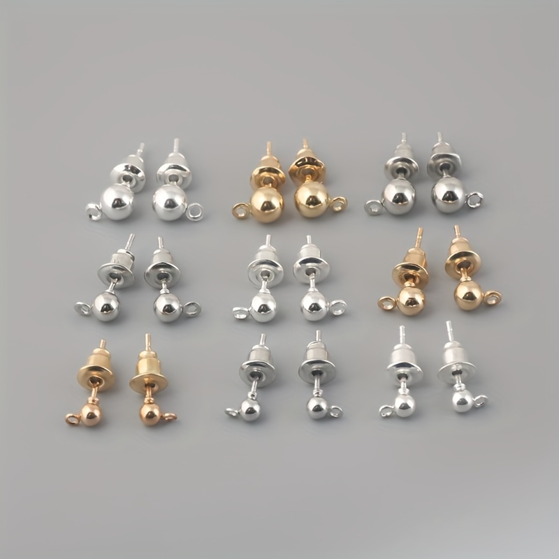 Alloy Curved Post Earrings Findings Simple Connector Stud Ear