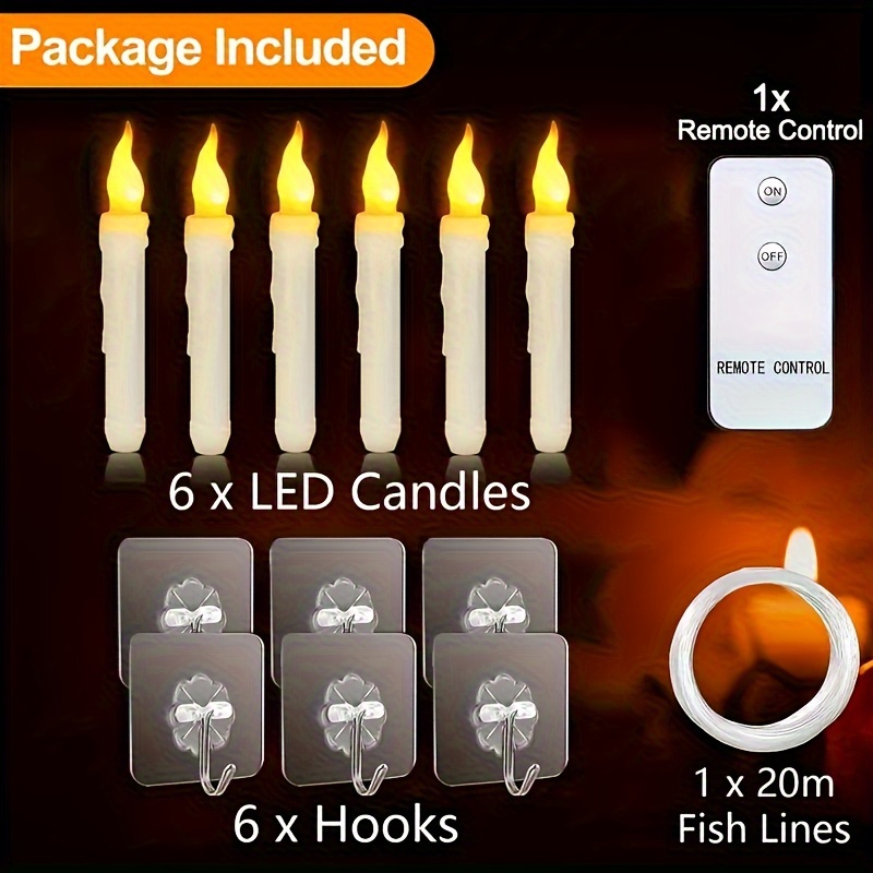 Set bougies LED 12pcs suspendues avec baguette magique