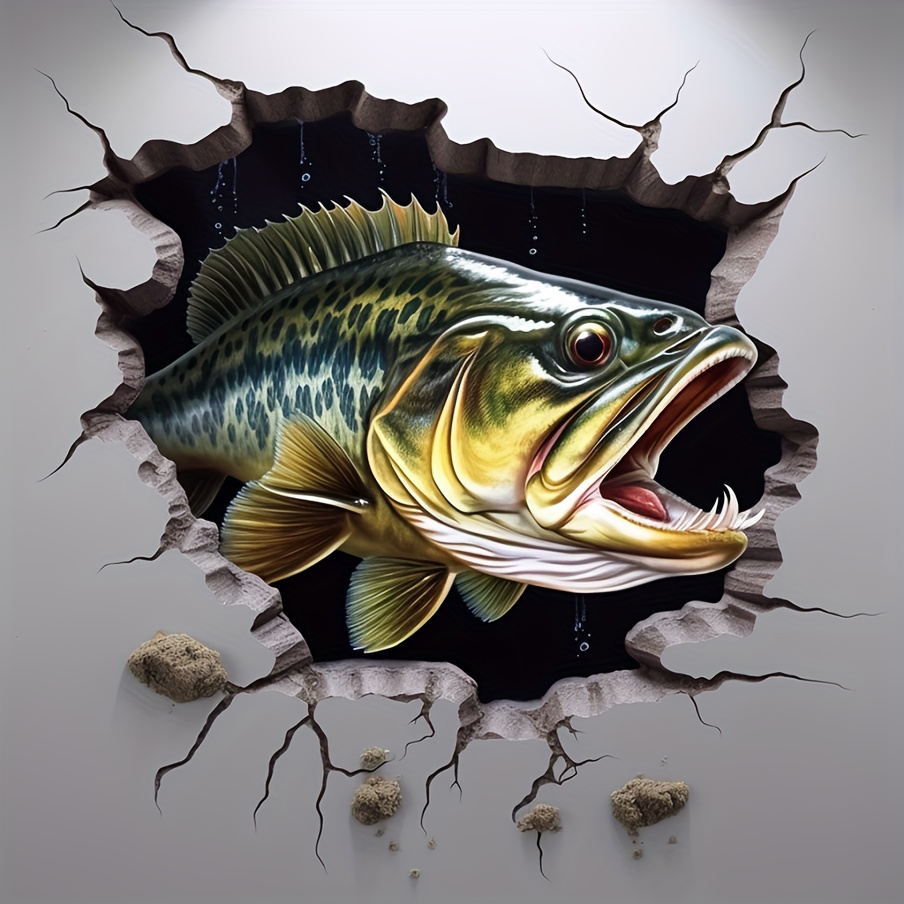 2 Pack Large Mouth Decal Stickers Fishing Boat Graphics Waterproof Yellow
