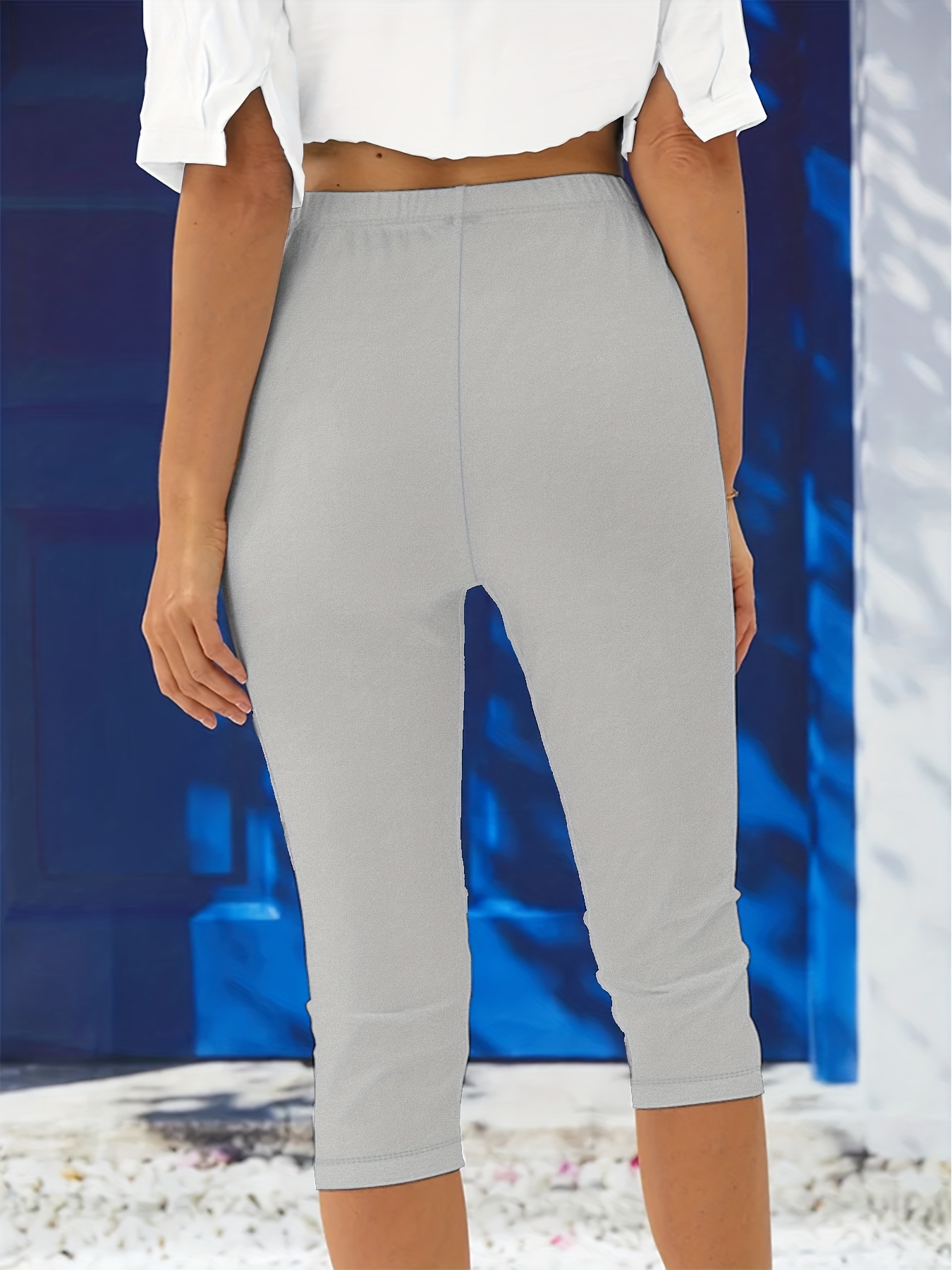 New Ladies Plus Size Capri Pants 3/4 Leggings Yoga Training Gym Leggings