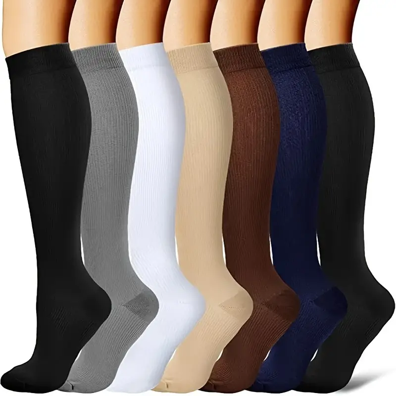 Medias Elásticas Color Liso: Calcetines Compresión Unisex - Temu
