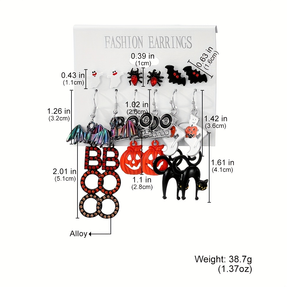 Tudomro 9 Pairs Fall Earrings Set - Pumpkin, Maple Leaf & Ghost Designs For Halloween & Thanksgiving