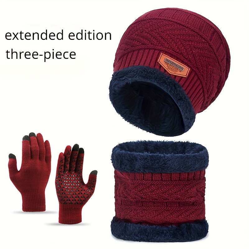 Ensemble Bonnet Écharpe Gants Chauds D'hiver Pour Hommes - Temu France