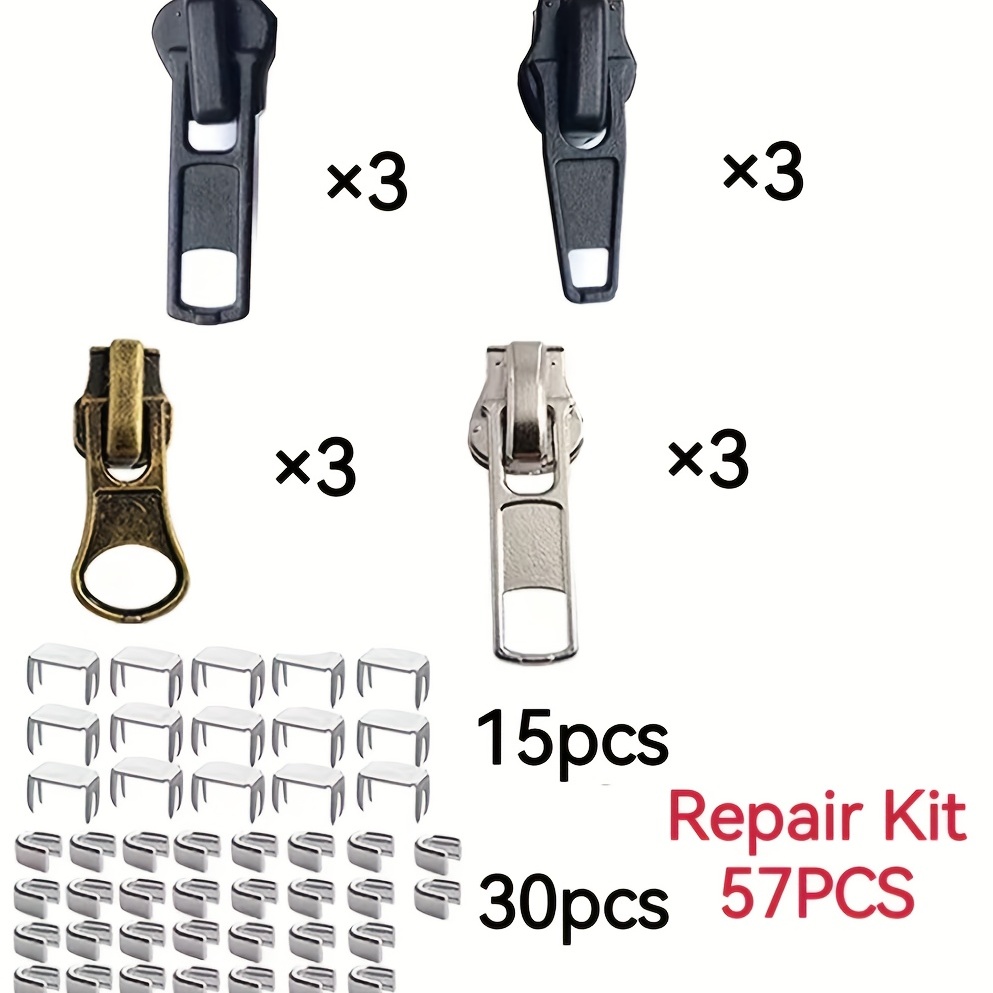 217 Pieces Zipper Repair Kit Replacement Zipper, Zipper Pulls, Zipper Head  Slider, Installation Tools Zipper Stopper Slider Repair Tool Kit for Metal  Plastic Nylon Coil Jacket Zippers (Size 8/5/3)