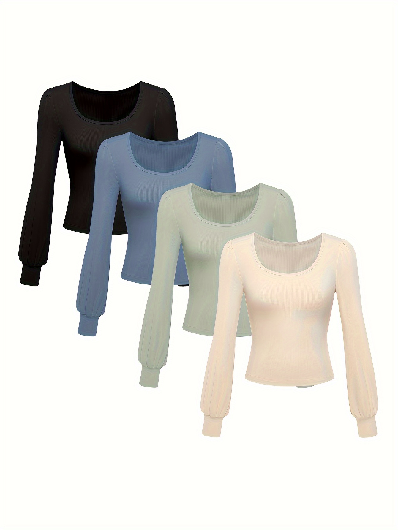 Women's Casual High Neck Long Sleeve T shirts Solid Color - Temu