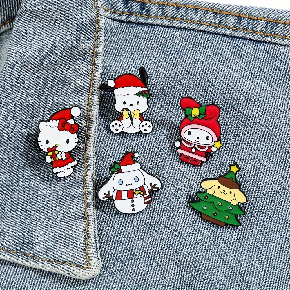 5PCS Sanrio Series Brooches Cute Hello Kitty Enamel Pins Backpack Clothing  Decorative Accessories