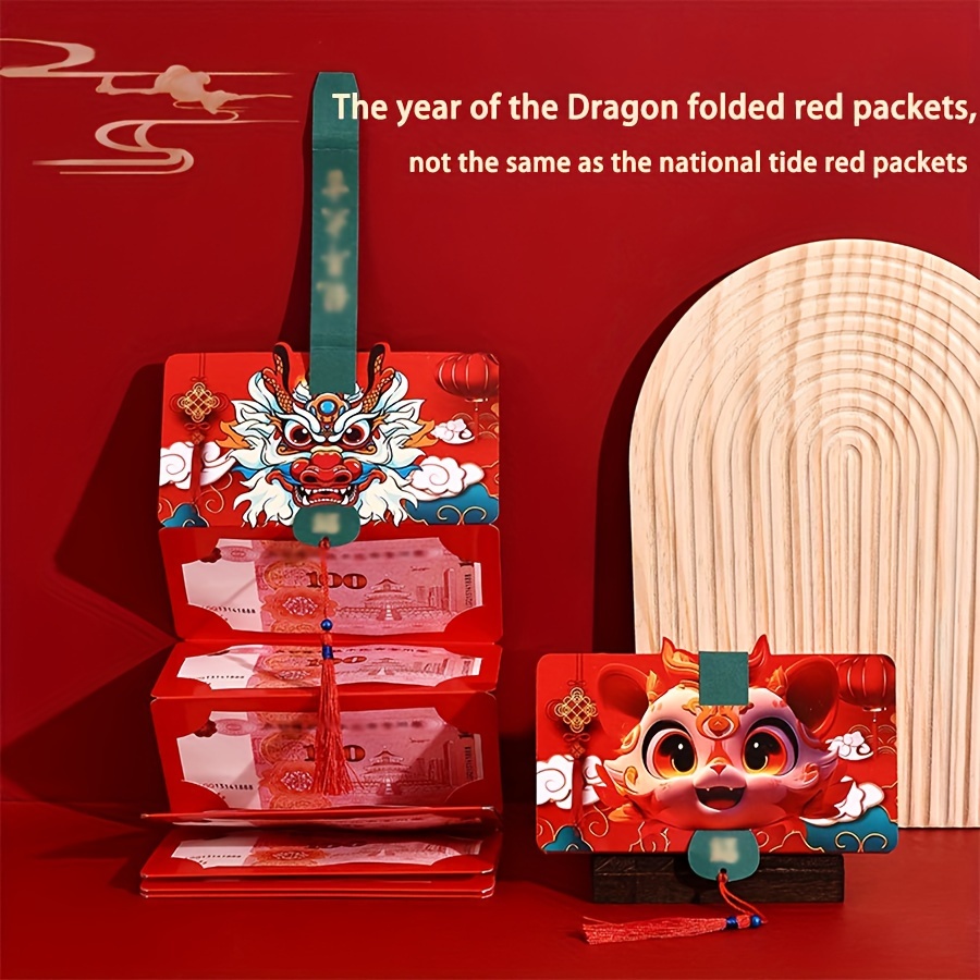 Year Of The Dragon 2/6/10 Cards Folding Red Envelope 2024 - Temu