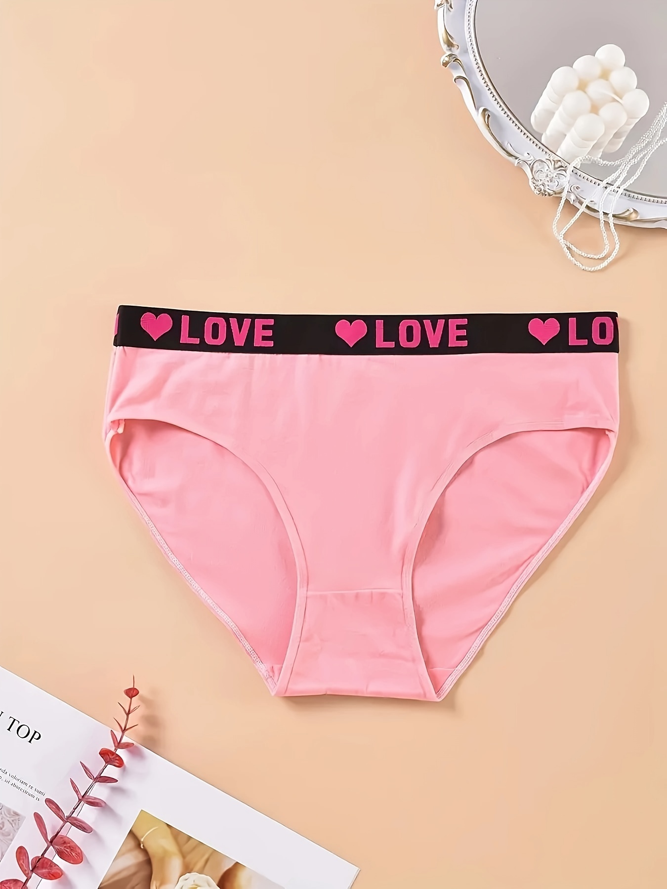 Women's Valentine's Day Simple Panties Set Plus Size Heart - Temu