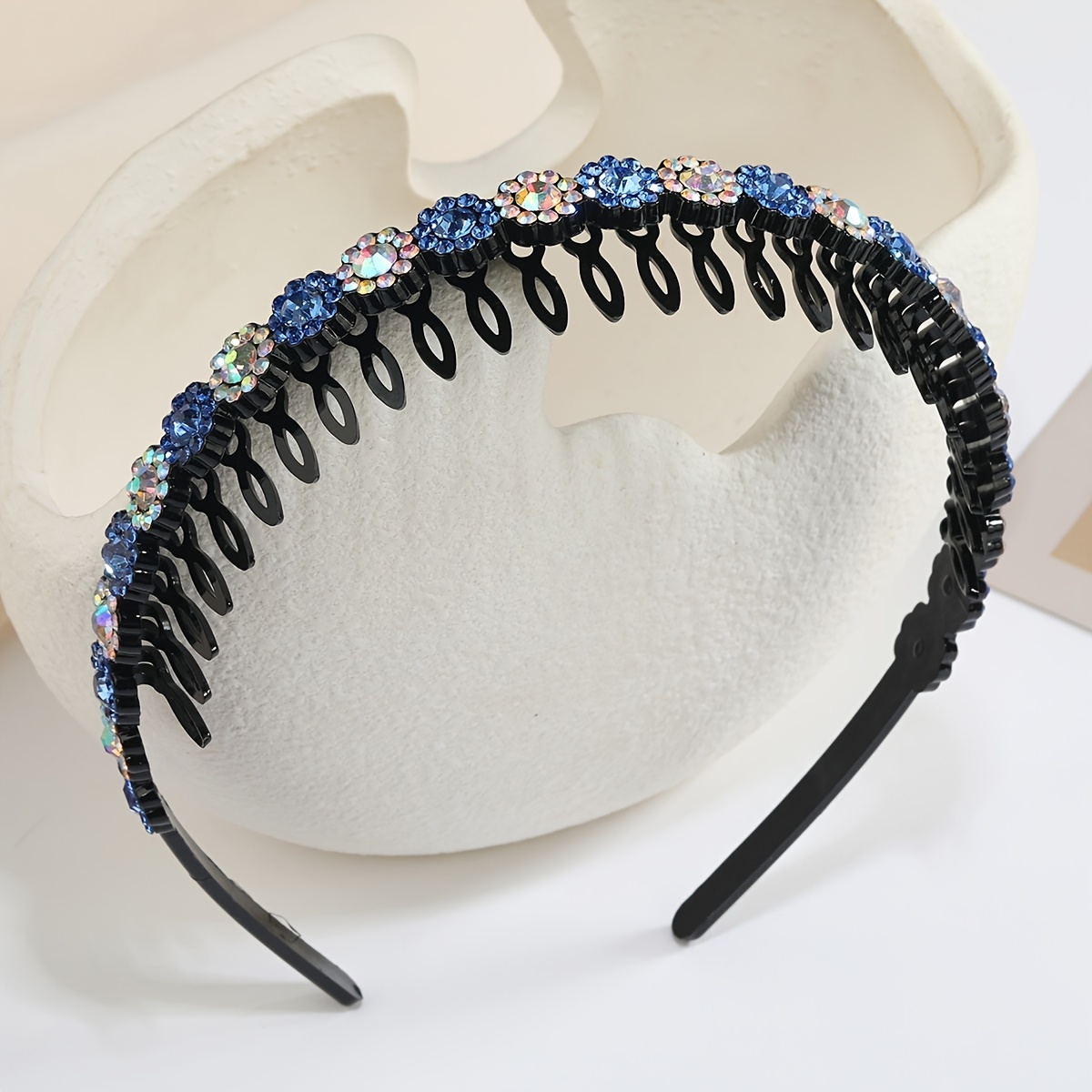 Teeth Comb Headband Crystal Beaded Hairband Non-Slip Headband