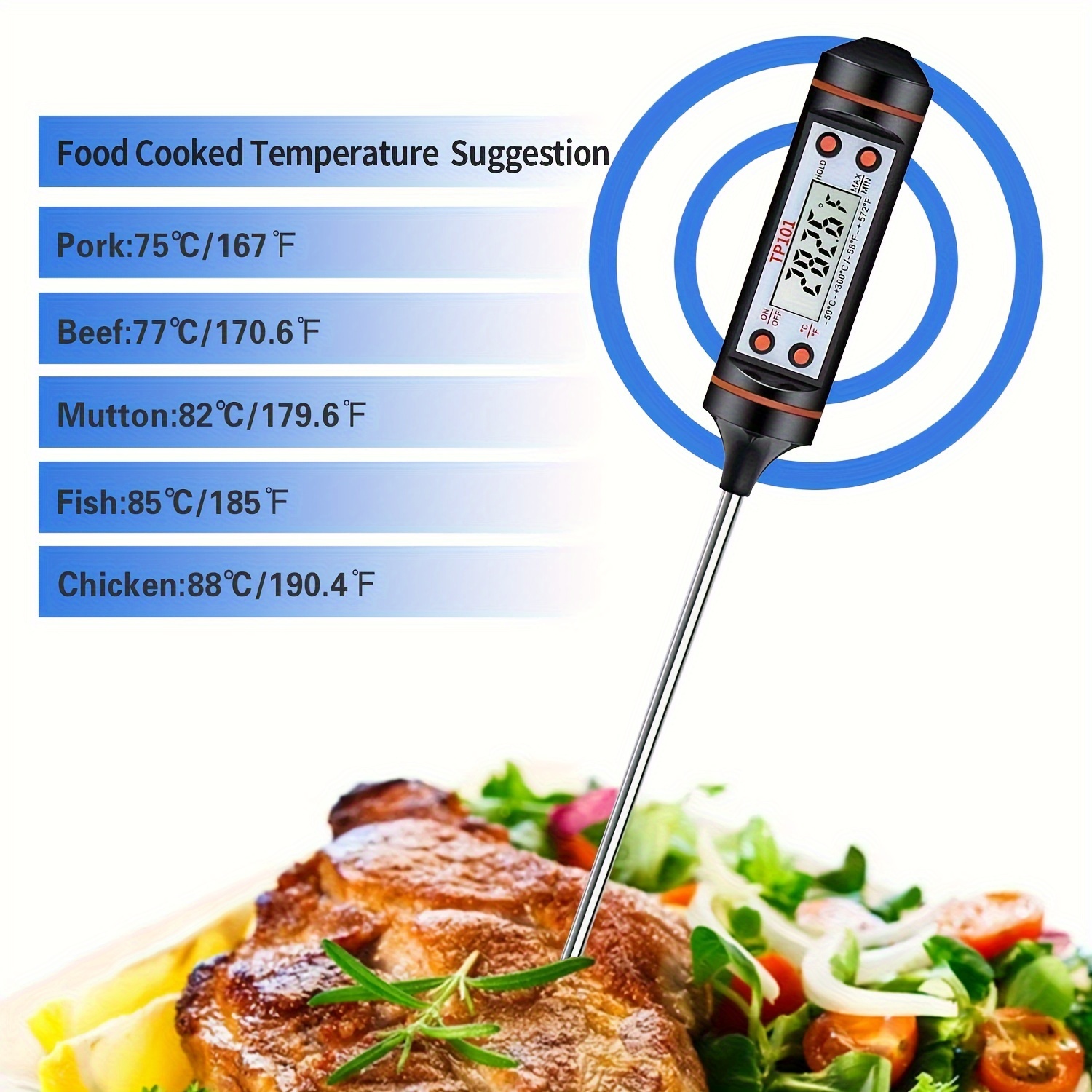 Termometro Per Alimenti Tp300, Termometro Digitale Da Cucina Per Cottura Di  Carne, Con Sonda Per Alimenti, Barbecue, Forno Elettronico Strumenti Da  Cucina