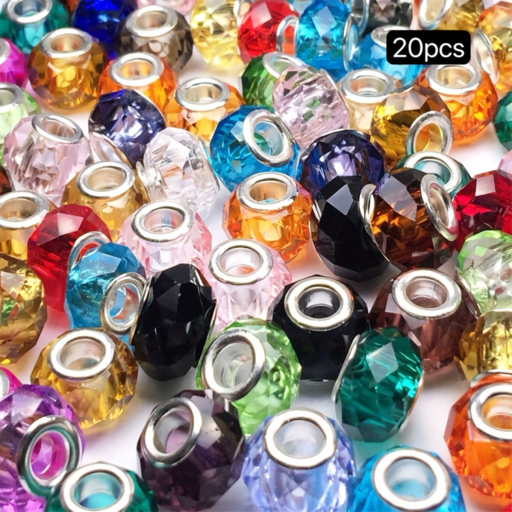 Mixed Color Large Hole Glass Beads Mixed Color Silvery - Temu