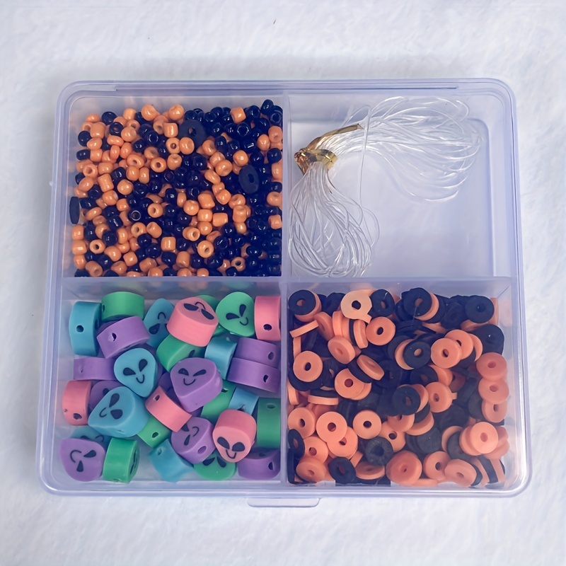 10 Strands Halloween Clay Beads Flat Square Loose Spacer - Temu