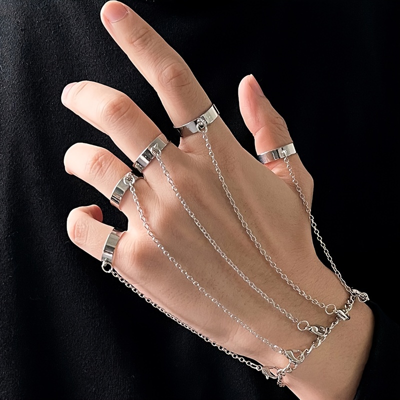 Punk Chain Tassel Hand Harness with Finger Rings