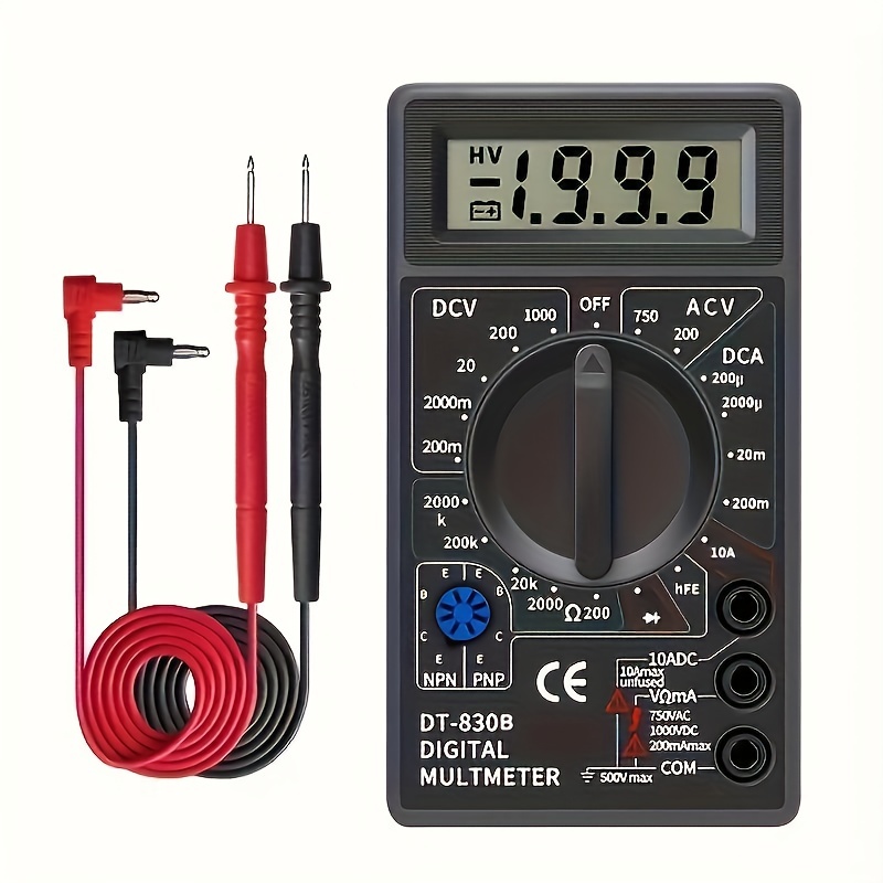 1pc digital multimeter voltmeter battery voltage multi tester ac dc 750 1000v volt ohm amp current meter circuit continuity resistance diode electrical tester with test leads backlight lcd display