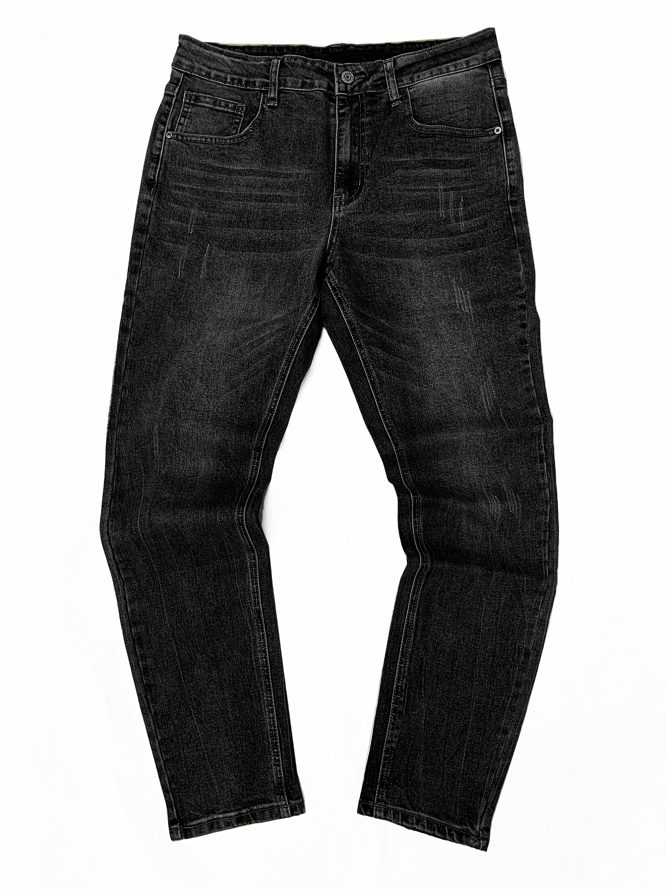 Men's Jeans Straight Leg Slim Fit Casual - Temu Canada