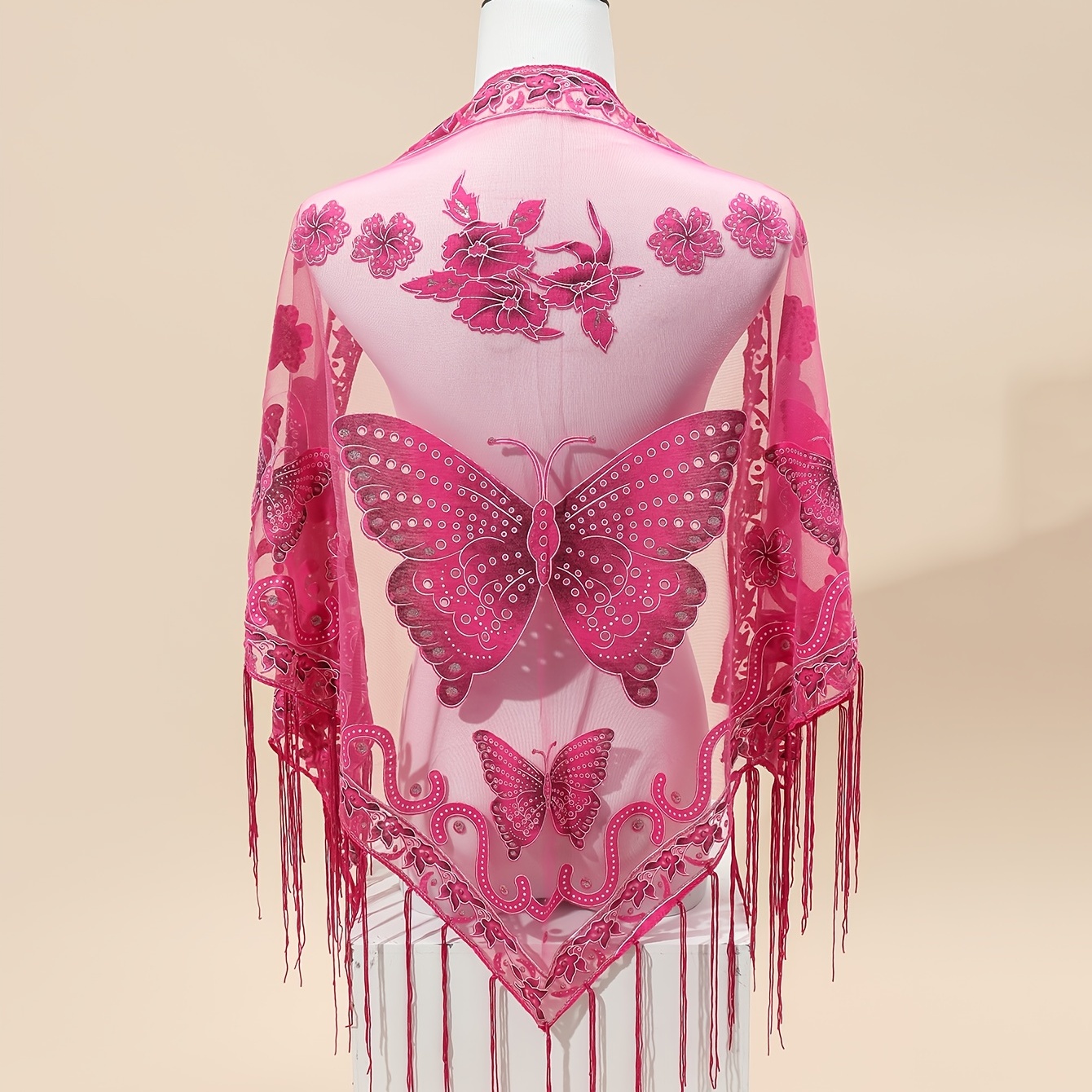 Floral Embroidery Lace Shawl Hollow Breathable Cape Wrap - Temu