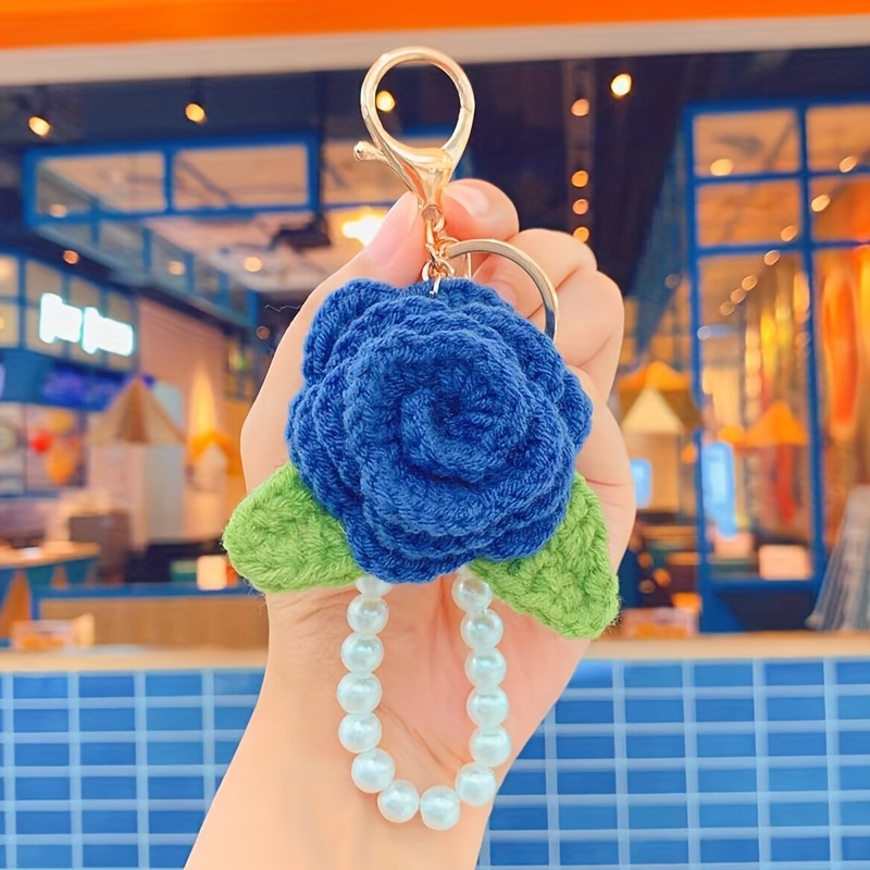 7 colors Crochet daisy flower phone charm lanyard cord beaded chain strap