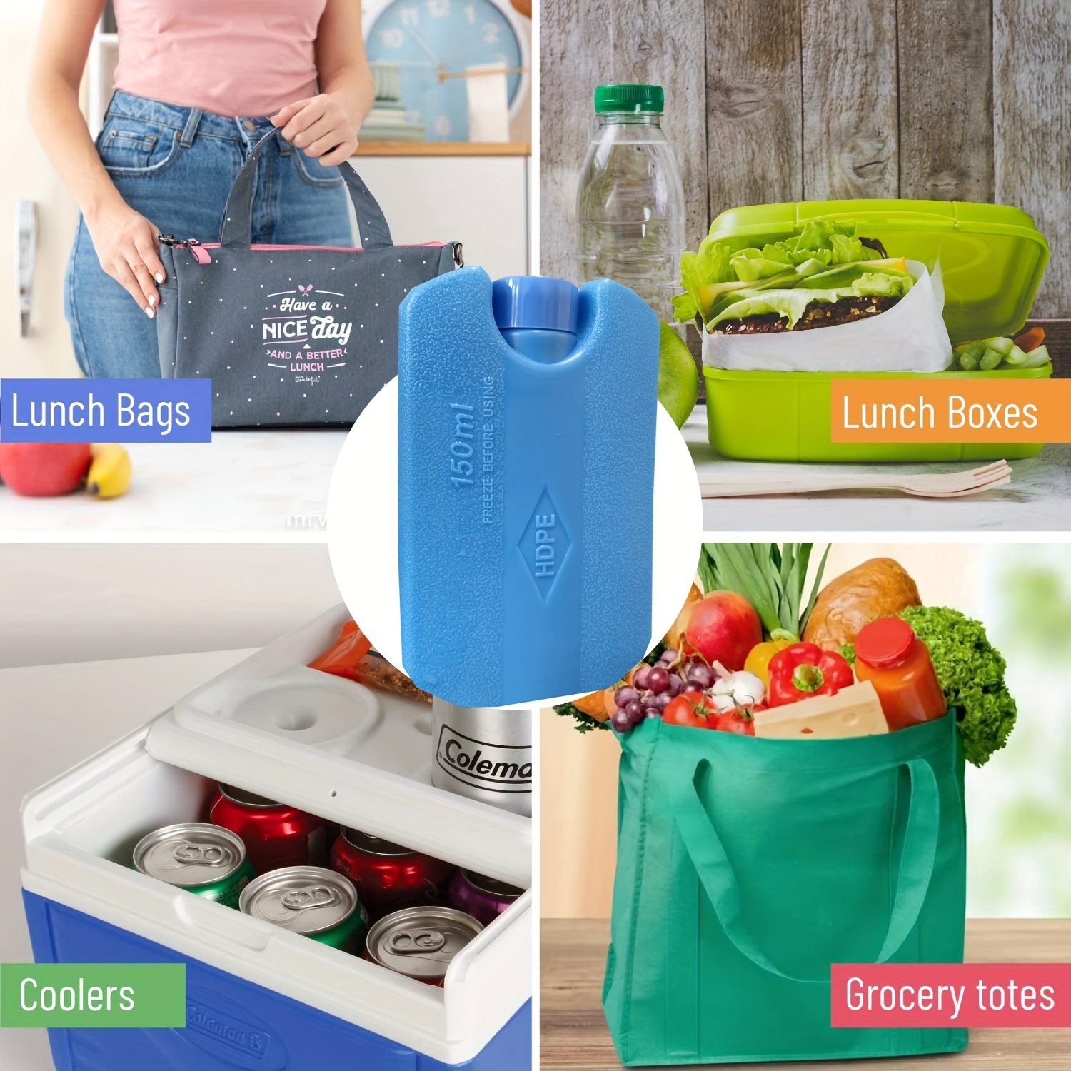 Ice Pack For Lunch Box And Cooler, Bpa Free, Reusable And Long Lasting, Slim  And Lightweight Design, Fun & Colorful - Temu