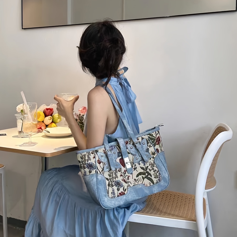 Fashion Larger Capacity Old Flower Tote Bag For Commmute