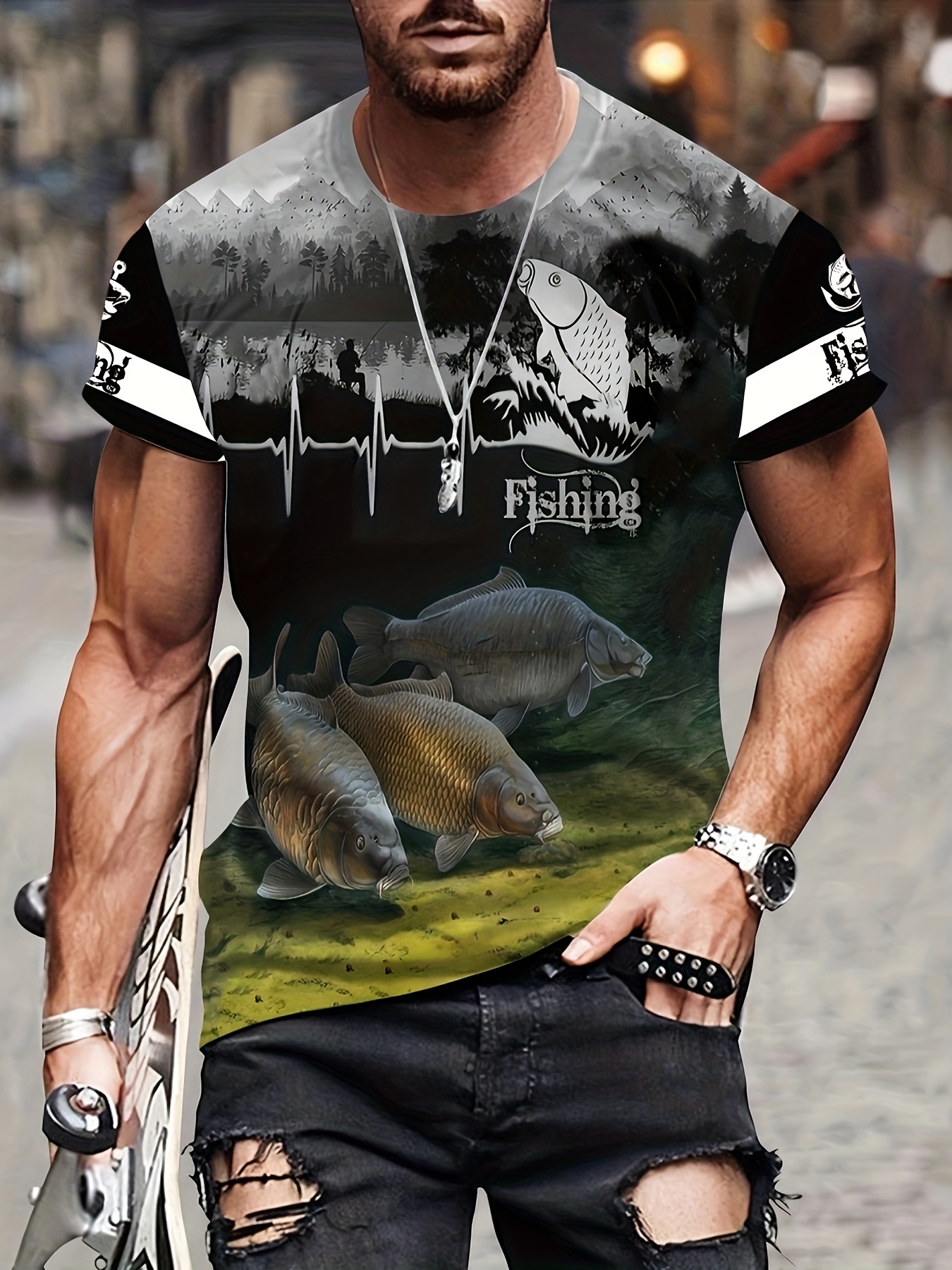 Cool Fish Print Boys Creative T shirt Casual Lightweight - Temu Philippines