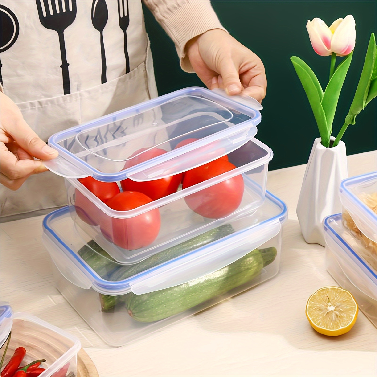 Transparent Plastic Food Storage Container - Microwave Safe Lunch Box With  Square Seal - Thickened Fresh-keeping Jar For Kitchen Supplies - Temu