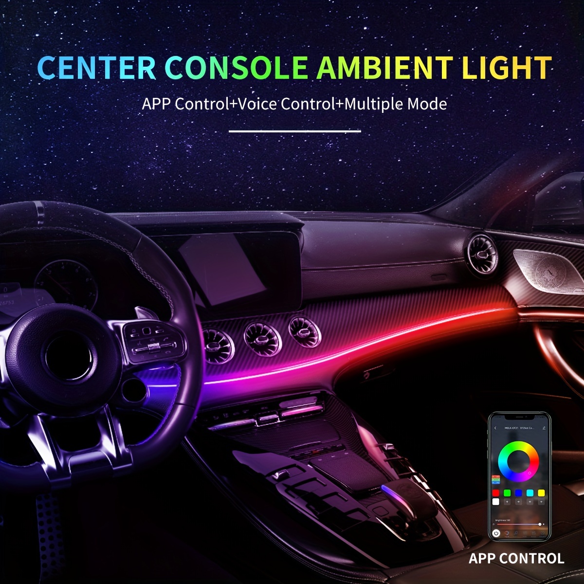 Full Color Streamer Car Ambient Lights Rgb Universal Led Interior Hidden Symphony  Atmosphere Lamp Dashboard Panel Decoration Cold Light - Temu United Kingdom