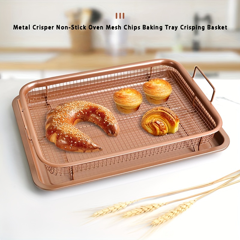 Round Oven Crisper Tray, Non-Stick Air Fry Crisper Basket with