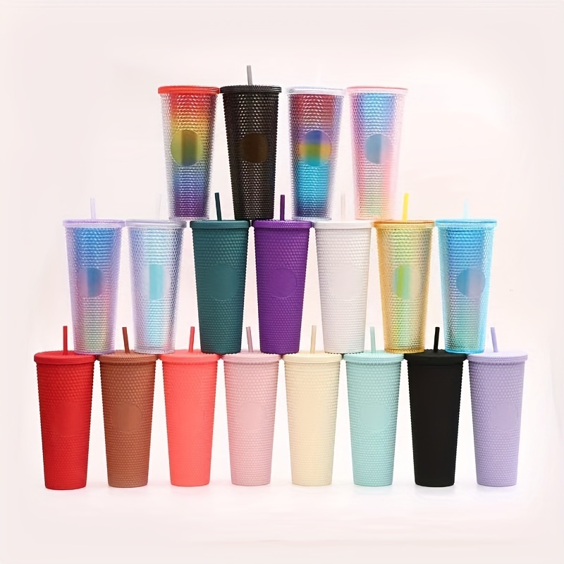 Astor | Matte Studded Cup | Studded Tumbler with Lid and Straw | Venti 24  oz Cold Cups (Pink)