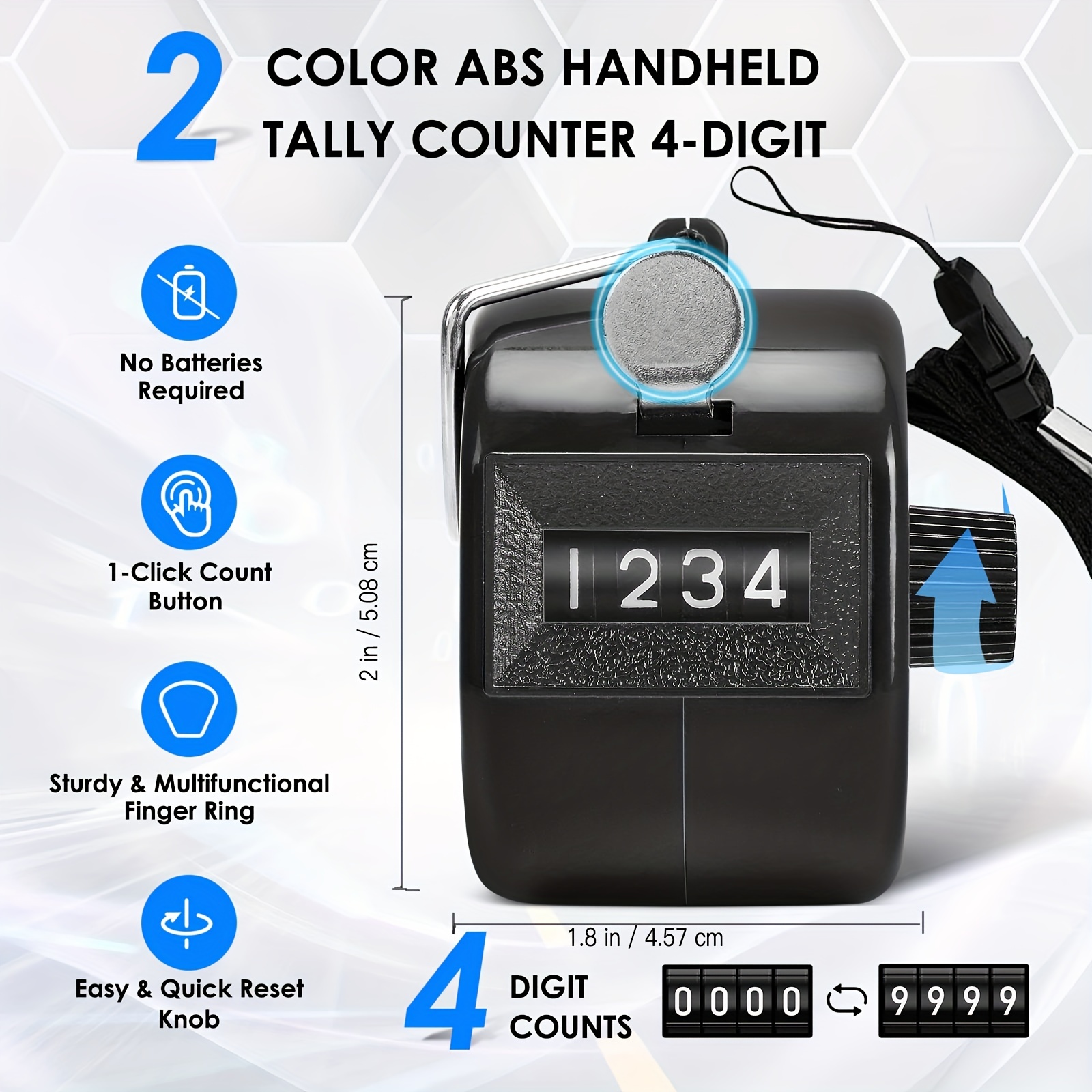 Metal Hand Tally Counter 4-digit Tally Counters Mechanical Palm Counter  Clicker Counter Handheld Pitch Click Counter Number Count For Row, People,  Gol