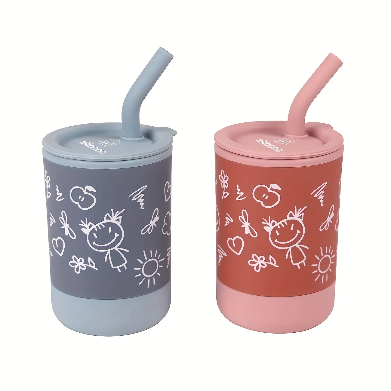 Children's Silicone Straw Cup, Creative Baby Learning Drinking Cup