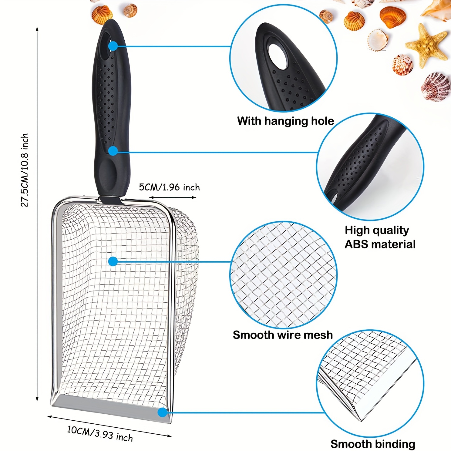 Beach Adventure Kit: Mesh Shovel Mesh Bag Sand Scooper Shark