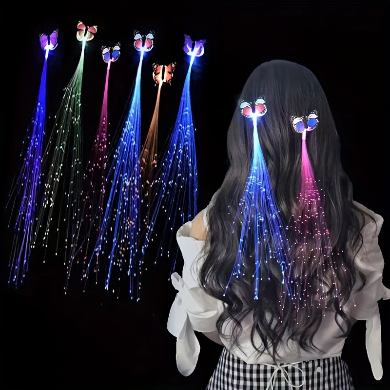 15 Pack LED Light Up Fairy Hair Accessories Braid Extension Clips for Women Girls, Glow in The Dark Party Favors Supplies Neon Rave Accessories Wig