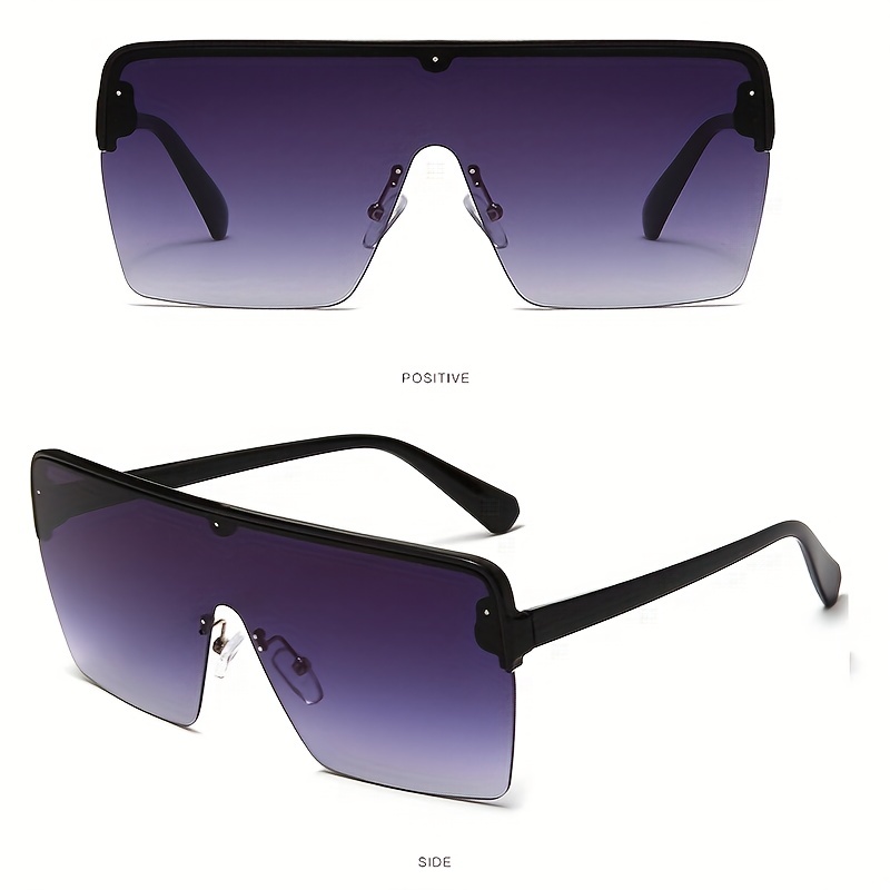 Oversized Semi Rimless Sunglasses For Women Men Y2k Gradient Lens