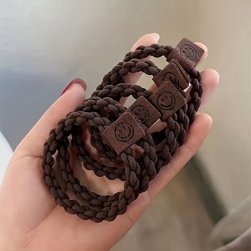 5pcs Smile Face High Elastic Head Rope Hair Band Hair Accessories