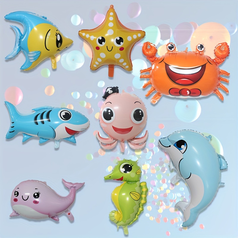 1pc Cute Ocean Animal Balloon Shark Octopus Crab Whale Dolphin Fish  Birthday Party Decoration Toy Summer Ocean Theme Bath Party Supplies Whale, Shop Now For Limited-time Deals