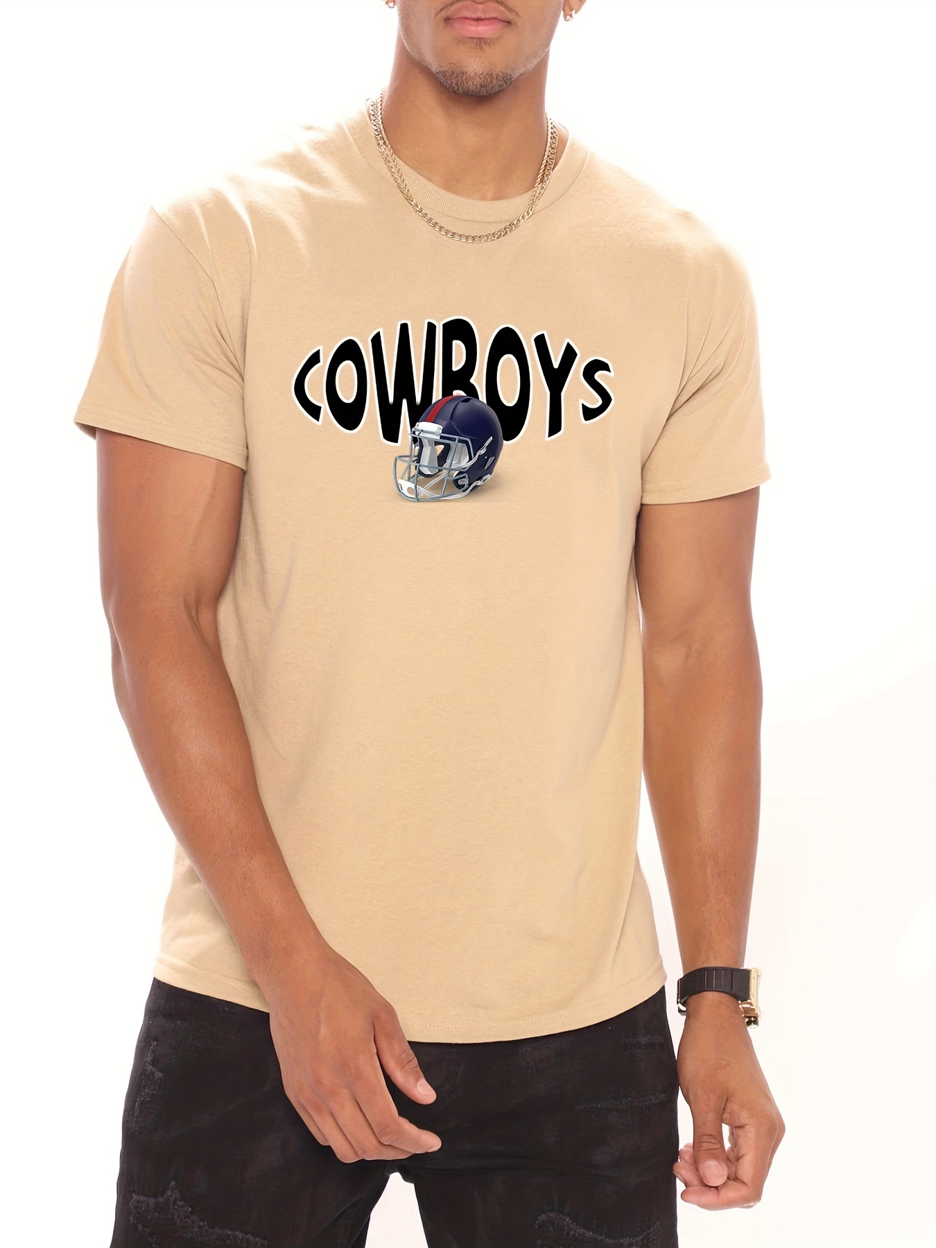 Mens Casual Cowboys Slightly Stretch Short Sleeves Crew Neck T-Shirt, Blouses, Tee, Male Plus Size Clothes for Summer,Casual,Temu