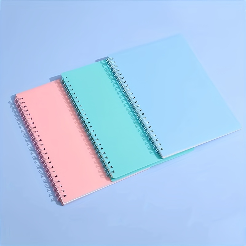 

1pc Spiral Notebook A5 Thick Plastic Hardcover 8mm Ruled 3 Color 58 Sheets Journals For Study And Notes (light Pink, Light Green, Light Blue, A5 5.7" X 8.3")