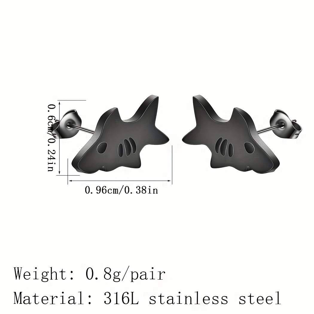 1pair Cute Vintage Animal Shark Stud Earrings for Men,Temu