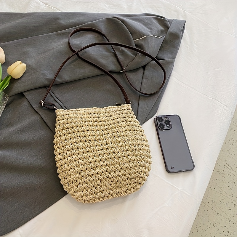 Retro Straw Woven Bag For Women Summer Beach Crossbody Bag