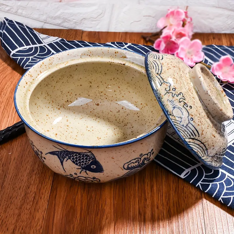 1 Ciotola Zuppa In Ceramica Coperchio Ciotola Noodle Antica - Temu