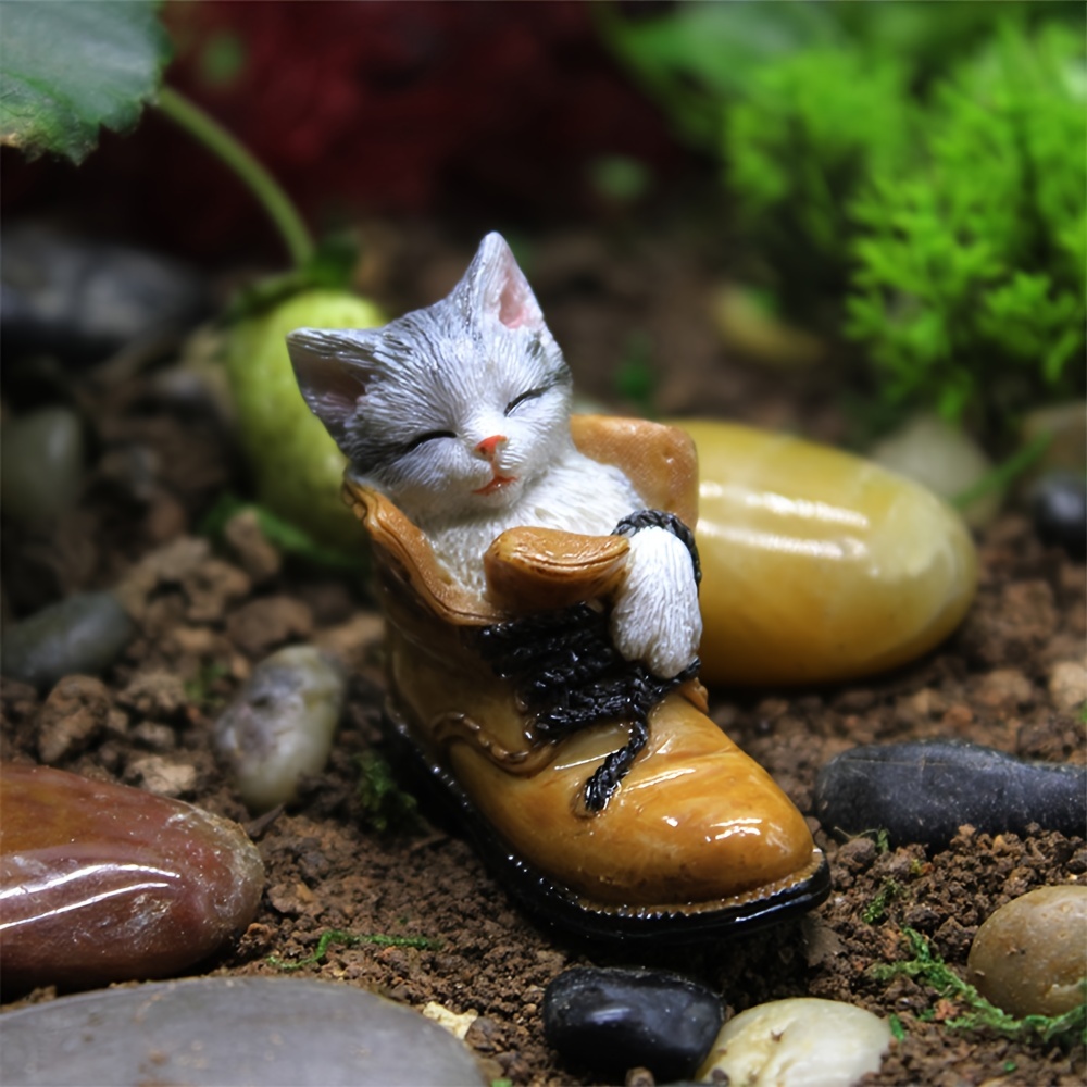 1pc Miniature Cute Cat Statue En Résine, Artisanat En Résine Pour