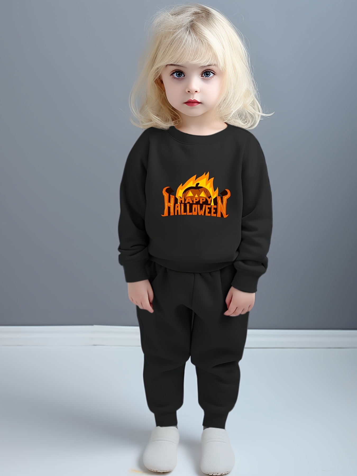 Halloween Pumpkin Print Girls Sweatpants Casual Versatile - Temu