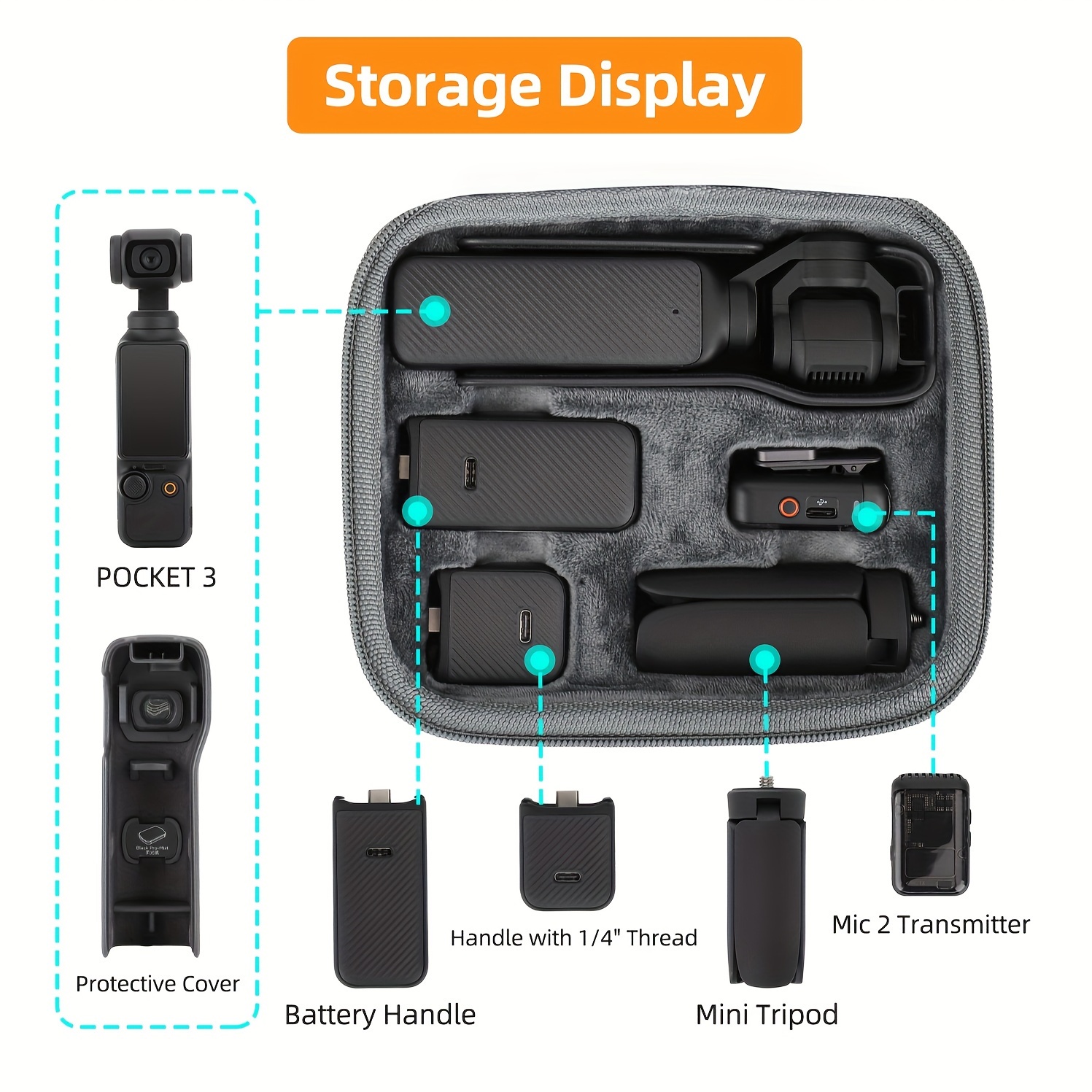 Bolsas de transporte para DJI Pocket 3, caja portátil, soporte para cámara  de acción, Osmo Pocket, 3 accesorios - AliExpress