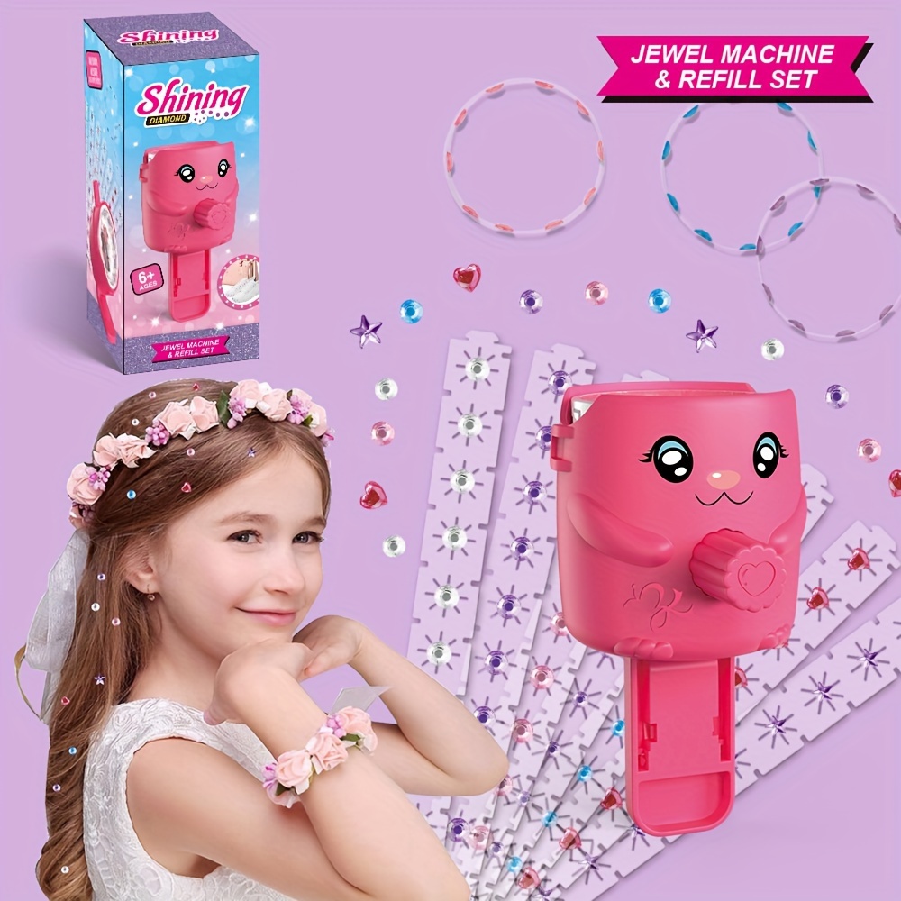 Girls Hair Gems Kit Kids Princess Makeup Toys Set Rhinestone Hair Machine  DIY Crystal Stickers Hair Decoration for Girl Toy Gift