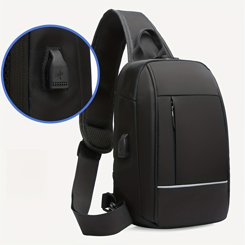 Men's Large Crossbody Bag with USB Charging Port