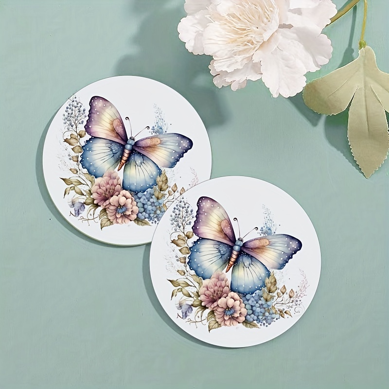 Vintage Butterfly Floral Coasters Drinks Round Absorbent Temu Australia