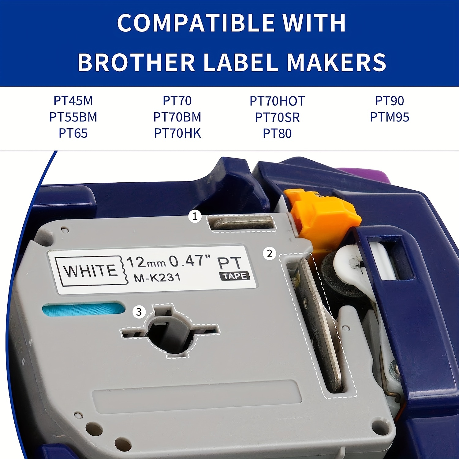 Ruban pour Étiqueteuse compatible Brother P-touch MK231 Étiquette