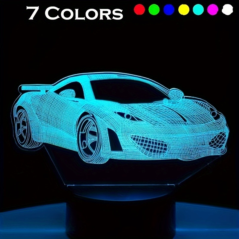 Car 3d Night Light 3d Optical Illusion Lamp Touch Control 7 - Temu