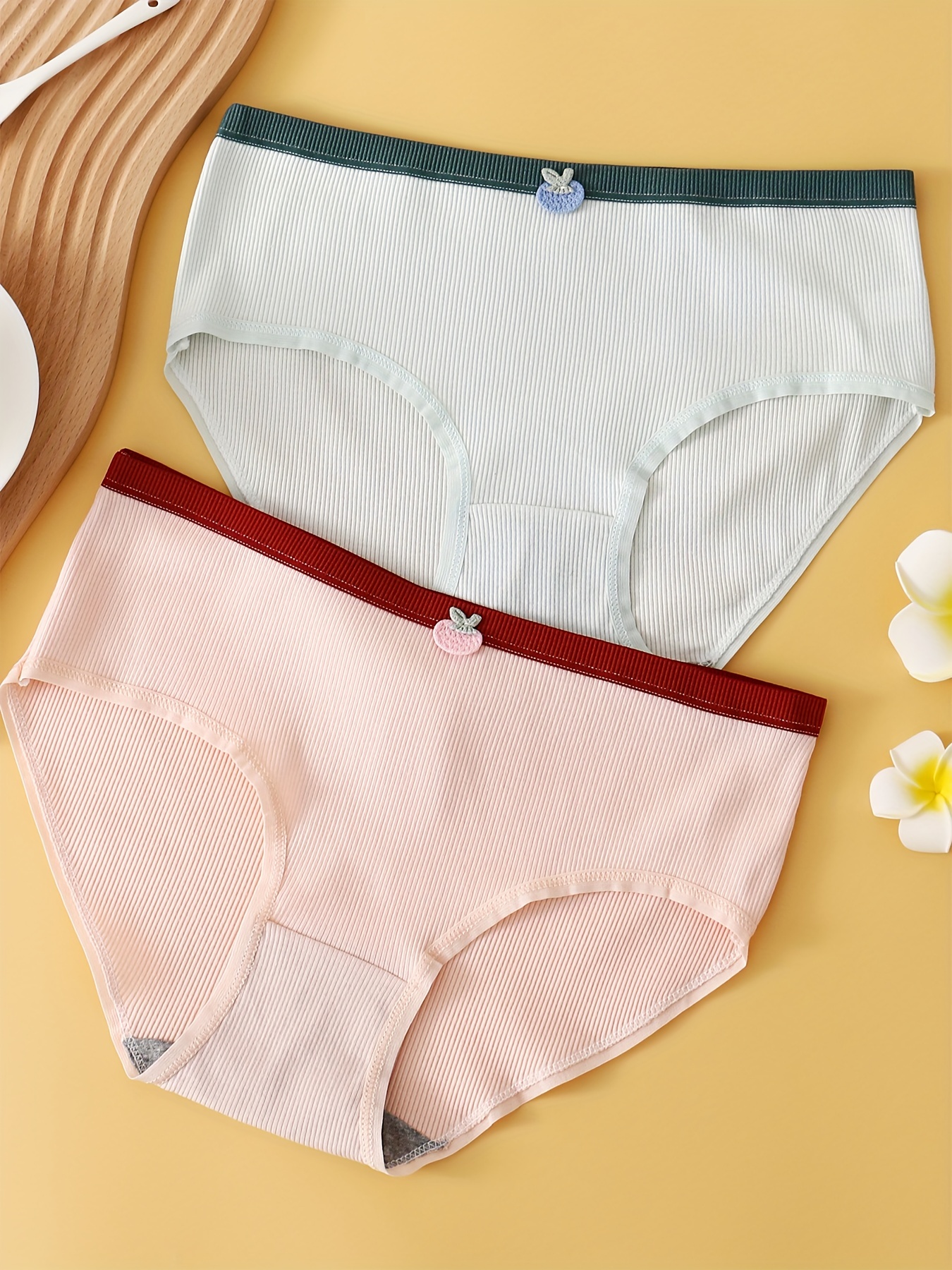 Girls Solid Color Mid waist Underwear Girl's Seamless - Temu