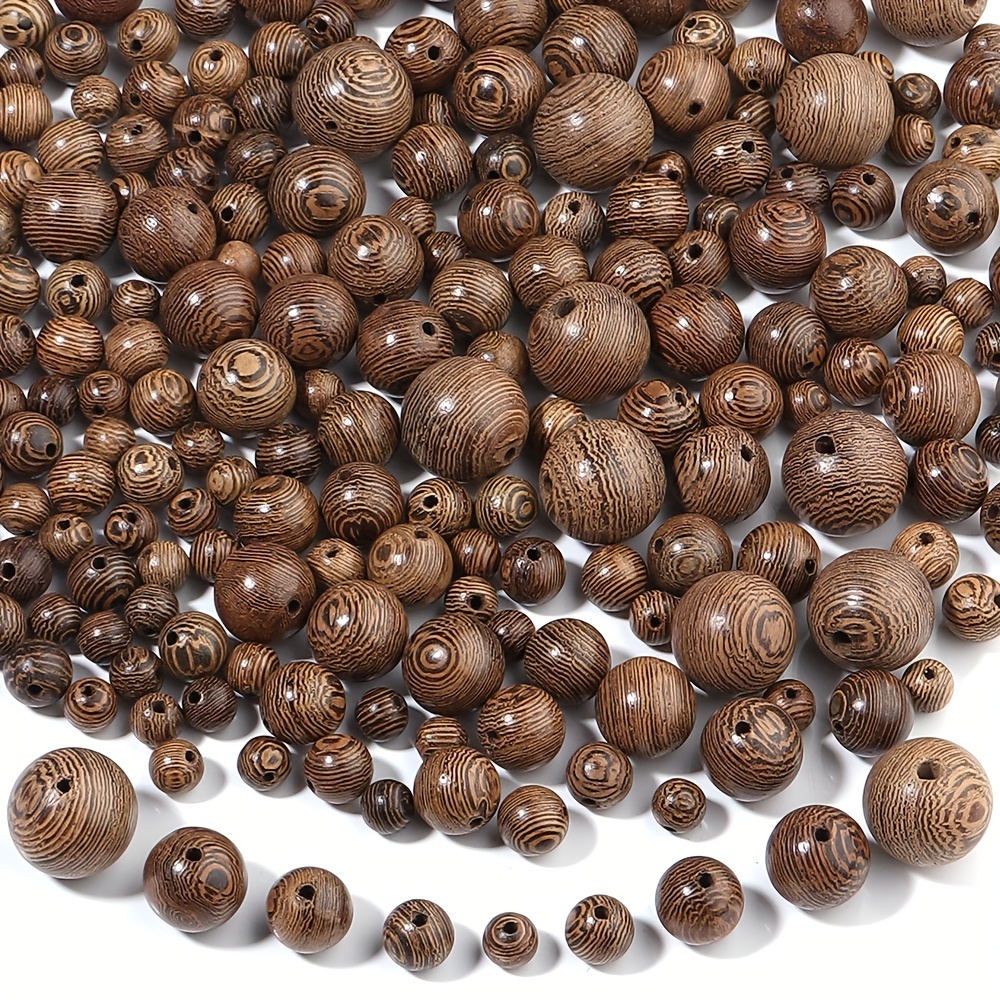 Dark Brown Wooden Beads Undyed Natural Stripe Round Wood - Temu